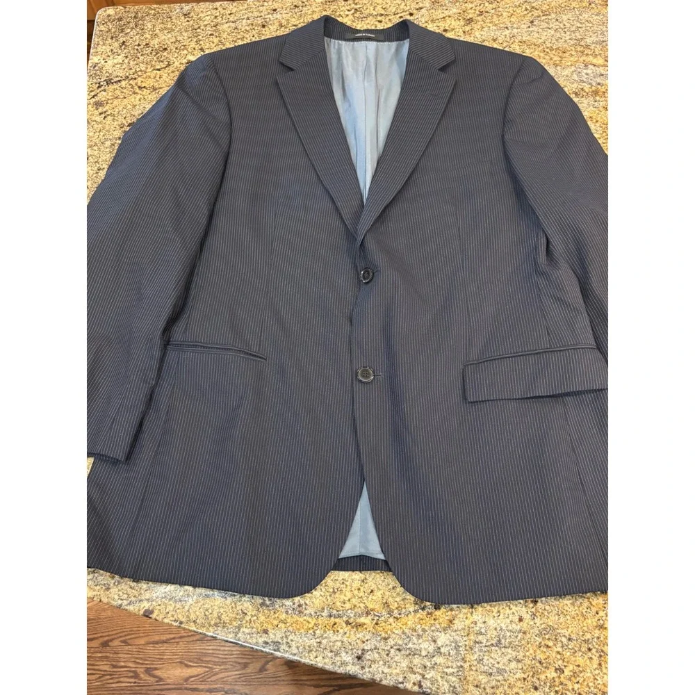 Hugo Boss Navy Pinstripe Blazer Super‎ 120 Virgin Wool Suit Sports Coat 42R